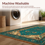 Ultra Soft Area Rug, Non Slip, Stain Resistant, Washable Area Rugs for Living Room, Bedroom, Rustic Western Brown Teal Living Room Washable Rug(Blue)