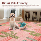 Ultra Soft Area Rug, Non Slip, Stain Resistant, Washable Area Rugs for Living Room, Bedroom, Rustic Cactus Boot Aesthetic(Pink)