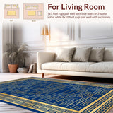 Ultra Soft Area Rug, Non Slip, Stain Resistant, Washable Area Rugs for Living Room, Bedroom, Rich Boho Tiled Arrangement(Blue)
