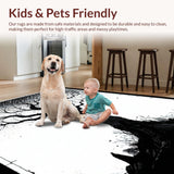 Ultra Soft Area Rug, Non Slip, Stain Resistant, Washable Area Rugs for Living Room, Bedroom, Contemporary Graphic Forest Imagery(Black)
