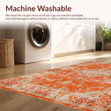 Ultra Soft Area Rug, Non Slip, Stain Resistant, Washable Area Rugs for Living Room, Bedroom, Elegant Soft Tiled Pattern Aesthetic(Orange)