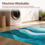 Chic Aqua Hued Textural Waves(Blue)