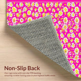 Ultra Soft Area Rug, Non Slip, Stain Resistant, Washable Area Rugs for Living Room, Bedroom, Cheerful Garden-Inspired Decor(Pink)