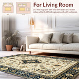 Ultra Soft Area Rug, Non Slip, Stain Resistant, Washable Area Rugs for Living Room, Bedroom, Rustic Neutral Earthy Motif(Ivory)