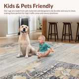 Ultra Soft Area Rug, Non Slip, Stain Resistant, Washable Area Rugs for Living Room, Bedroom, Contemporary Oversized Patterned Elegance(Gray)