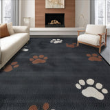 Ultra Soft Area Rug, Non Slip, Stain Resistant, Washable Area Rugs for Living Room, Bedroom, Sophisticated Graphite Paw Print Style(Black)