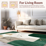 Ultra Soft Area Rug, Non Slip, Stain Resistant, Washable Area Rugs for Living Room, Bedroom, Abstract Shape Beige Dark Green(Green)
