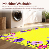 Ultra Soft Area Rug, Non Slip, Stain Resistant, Washable Area Rugs for Living Room, Bedroom, Charming Pastel Floral Medley(Yellow)