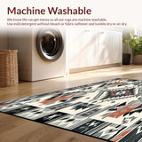 Ultra Soft Area Rug, Non Slip, Stain Resistant, Washable Area Rugs for Living Room, Bedroom, Abstract Tribal Round Area Black Gray Off White(Gray)