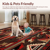 Ultra Soft Area Rug, Non Slip, Stain Resistant, Washable Area Rugs for Living Room, Bedroom, Artful Southwest Color Fusion(Red)