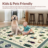 Ultra Soft Area Rug, Non Slip, Stain Resistant, Washable Area Rugs for Living Room, Bedroom, Artistic Insect Motif Soft Texture(Beige)