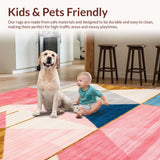 Ultra Soft Area Rug, Non Slip, Stain Resistant, Washable Area Rugs for Living Room, Bedroom, Contemporary Multi-Tonal Symmetry(Pink)