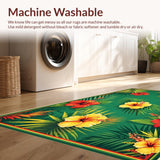 Ultra Soft Area Rug, Non Slip, Stain Resistant, Washable Area Rugs for Living Room, Bedroom, Tropical Floral Vintage Aesthetic(Green)