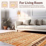 Ultra Soft Area Rug, Non Slip, Stain Resistant, Washable Area Rugs for Living Room, Bedroom, Rustic Warm Toned Braided Runner(Orange)