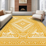 Ultra Soft Area Rug, Non Slip, Stain Resistant, Washable Area Rugs for Living Room, Bedroom, Warm Minimalist Diamond Arrangement(Yellow)