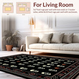 Ultra Soft Area Rug, Non Slip, Stain Resistant, Washable Area Rugs for Living Room, Bedroom, Creepy Halloween Decorative Piece(Black)