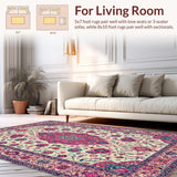 Ultra Soft Area Rug, Non Slip, Stain Resistant, Washable Area Rugs for Living Room, Bedroom, Elegant Contemporary Floral Motif(White)