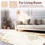 Ultra Soft Area Rug, Non Slip, Stain Resistant, Washable Area Rugs for Living Room, Bedroom, Artistic Floral Beige and Ivory Tones Modern Design(Beige)