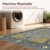 Ultra Soft Area Rug, Non Slip, Stain Resistant, Washable Area Rugs for Living Room, Bedroom, Sleek Monochrome Floral Arrangement(Blue)