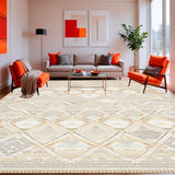 Pet Friendly Textured Beige Runner Featuring Everwash Diamond Motifs(Beige)