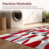 Ultra Soft Area Rug, Non Slip, Stain Resistant, Washable Area Rugs for Living Room, Bedroom, Bold Geometric Red White Grey Black Accent Carpet(Red)