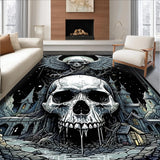 Ultra Soft Area Rug, Non Slip, Stain Resistant, Washable Area Rugs for Living Room, Bedroom, Edgy Halloween Themed Decor(Gray)