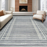 Ultra Soft Area Rug, Non Slip, Stain Resistant, Washable Area Rugs for Living Room, Bedroom, Rustic Warmth Abstract Weave(Gray)