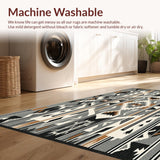Ultra Soft Area Rug, Non Slip, Stain Resistant, Washable Area Rugs for Living Room, Bedroom, Aztecian Tribal Round Non Shedding Striped(Gray)