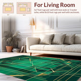 Ultra Soft Area Rug, Non Slip, Stain Resistant, Washable Area Rugs for Living Room, Bedroom, Striking Emerald Abstract Composition(Green)