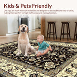 Ultra Soft Area Rug, Non Slip, Stain Resistant, Washable Area Rugs for Living Room, Bedroom, Luxurious Earth Tone Floral Design(Beige)