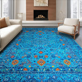 Contemporary Blue Orange Tiled Elegance(Blue)