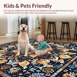 Ultra Soft Area Rug, Non Slip, Stain Resistant, Washable Area Rugs for Living Room, Bedroom, Artistic Multi-Tone Swirl Pattern(Blue)