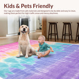 Ultra Soft Area Rug, Non Slip, Stain Resistant, Washable Area Rugs for Living Room, Bedroom, Playful Pastel Cloud Motif(Pink)