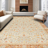 Ultra Soft Area Rug, Non Slip, Stain Resistant, Washable Area Rugs for Living Room, Bedroom, Rustic Light Brown Botanical Motif(Ivory)