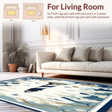 Ultra Soft Area Rug, Non Slip, Stain Resistant, Washable Area Rugs for Living Room, Bedroom, Coastal Haven Nautical Area Rug with Lighthouse Pattern for Home Decor(Blue)