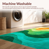 Ultra Soft Area Rug, Non Slip, Stain Resistant, Washable Area Rugs for Living Room, Bedroom, Eclectic Colorful Ombre Artwork(Green)