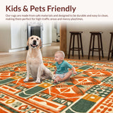 Ultra Soft Area Rug, Non Slip, Stain Resistant, Washable Area Rugs for Living Room, Bedroom, Artful Mid-Century Color Fusion(Orange)