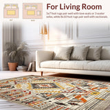 Ultra Soft Area Rug, Non Slip, Stain Resistant, Washable Area Rugs for Living Room, Bedroom, Contemporary Tiled Pattern Aesthetic(Beige)