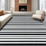 Ultra Soft Area Rug, Non Slip, Stain Resistant, Washable Area Rugs for Living Room, Bedroom, Classic Monochrome Striped Rug With Contemporary Linear Design For Home(Black)