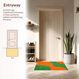 Ultra Soft Area Rug, Non Slip, Stain Resistant, Washable Area Rugs for Living Room, Bedroom, Colorful Abstract Kids Playroom Non-Shedding Carpet(Orange)