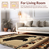 Ultra Soft Area Rug, Non Slip, Stain Resistant, Washable Area Rugs for Living Room, Bedroom, Nature-Inspired Lodge Charm(Beige)