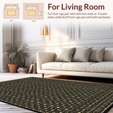 Ultra Soft Area Rug, Non Slip, Stain Resistant, Washable Area Rugs for Living Room, Bedroom, Sophisticated Tiled Gold Shapes(Gold)