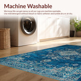 Ultra Soft Area Rug, Non Slip, Stain Resistant, Washable Area Rugs for Living Room, Bedroom, Chic Rustic Tiled Design Elements(Blue)