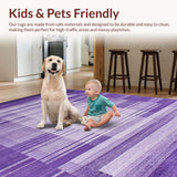 Ultra Soft Area Rug, Non Slip, Stain Resistant, Washable Area Rugs for Living Room, Bedroom, Dynamic Grey and Purple Harmony(Purple)
