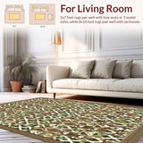 Ultra Soft Area Rug, Non Slip, Stain Resistant, Washable Area Rugs for Living Room, Bedroom, Artful Ogee Motif with Depth(Brown)