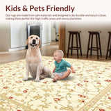 Ultra Soft Area Rug, Non Slip, Stain Resistant, Washable Area Rugs for Living Room, Bedroom, Delicate Vine Area in Muted Beige Palette(Beige)