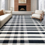 Ultra Soft Area Rug, Non Slip, Stain Resistant, Washable Area Rugs for Living Room, Bedroom, Monochromatic Striped Area Carpet(Black)