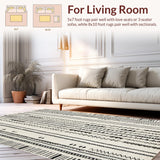 Ultra Soft Area Rug, Non Slip, Stain Resistant, Washable Area Rugs for Living Room, Bedroom, Contemporary Earthy Toned Lines(Gray)