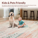 Ultra Soft Area Rug, Non Slip, Stain Resistant, Washable Area Rugs for Living Room, Bedroom, Elegant Pastel Lattice Pattern(Pink)
