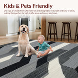 Ultra Soft Area Rug, Non Slip, Stain Resistant, Washable Area Rugs for Living Room, Bedroom, Modern Earthy Tone Striped Pattern(Gray)